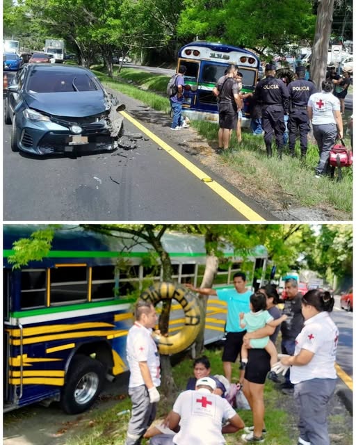 Investigan accidente entre un bus y un vehículo en la carretera Panamericana, cerca de San Pedro Perulapán