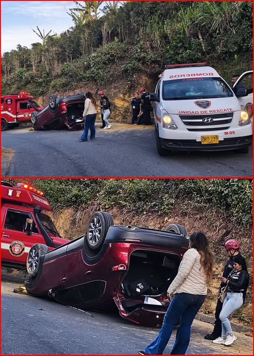 Aparatoso accidente en la vía Timbío–Sotará deja una mujer herida tras volcamiento de un vehículo