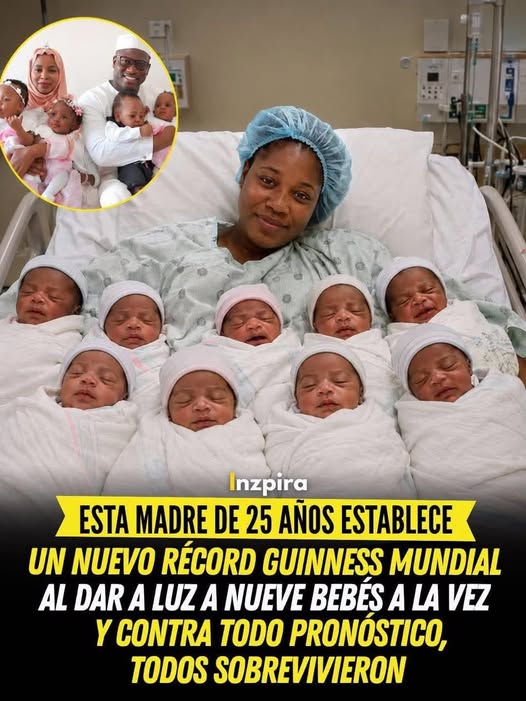 Mujer de 25 años dio a luz a nueve bebés y estableció un récord mundial extraordinario