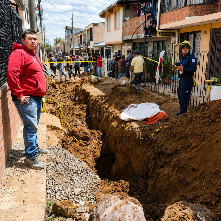 UNA EXCAVACIÓN EN PLENO VECINDARIO OBLIGÓ A DETENER LOS TRABAJOS