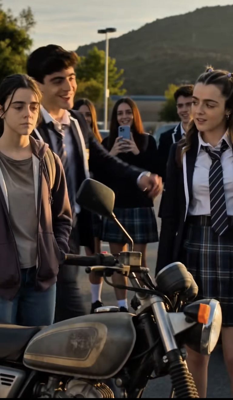 Se burlaron de la nueva estudiante por llegar en una moto vieja sin imaginar quién era realmente