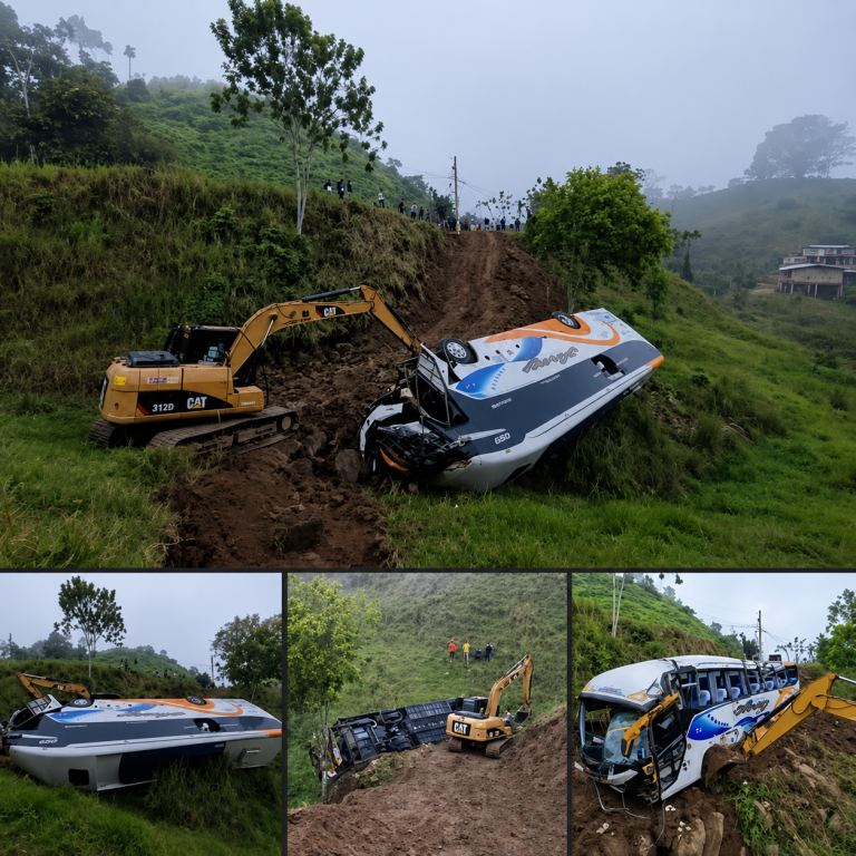 UN AUTOBÚS TERMINÓ FUERA DE LA CARRETERA ESTA TARDE