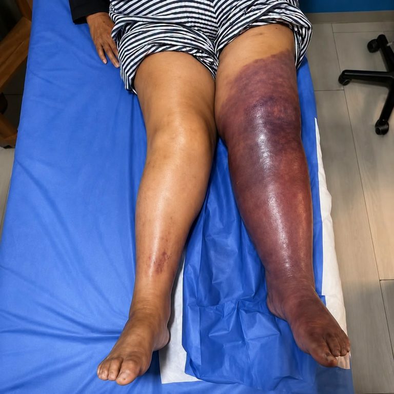 UNA MANCHA MORADA EXTENSA EN LA PIERNA PUEDE SER UNA SEÑAL DE ALERTA