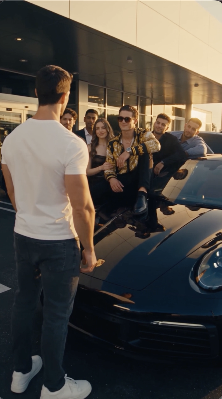Presumía el Porsche delante de todos… pero apareció el verdadero dueño