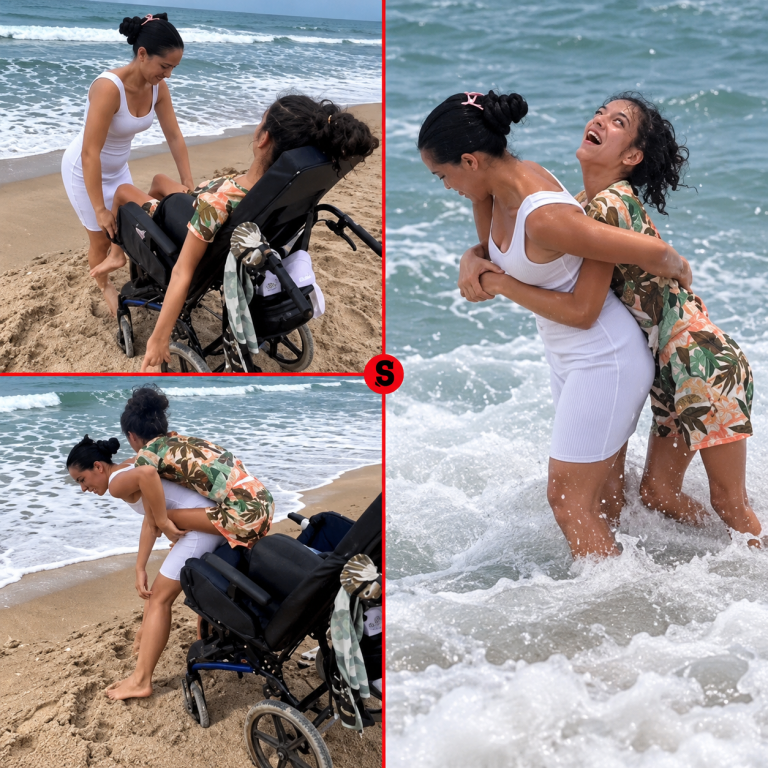 LLEVÓ A SU HIJA EN SILLA DE RUEDAS A CONOCER EL MAR