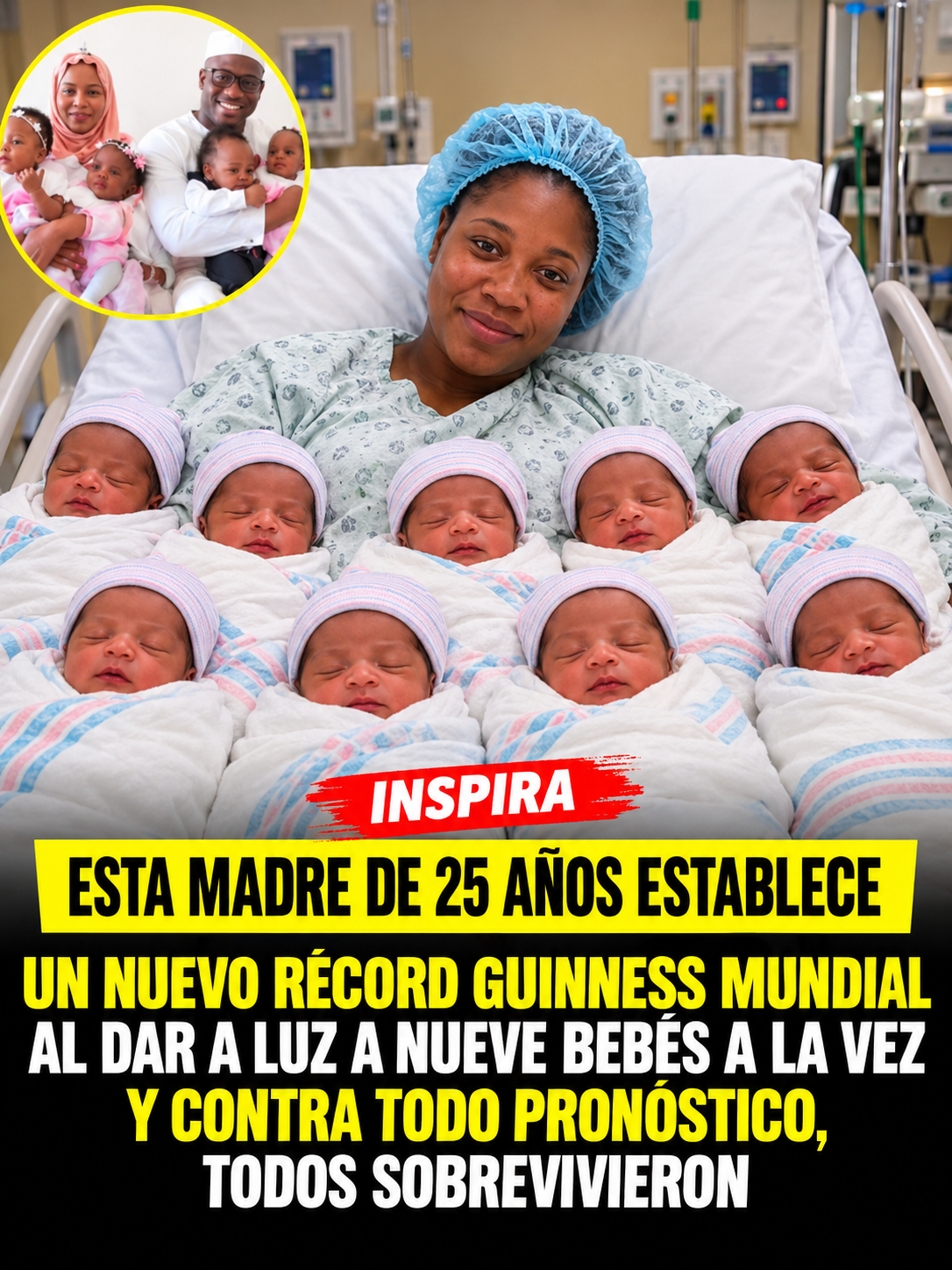 UNA MADRE AFRICANA SORPRENDIÓ AL MUNDO CON NUEVE BEBÉS