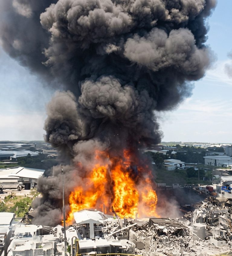 GRAN INCENDIO SACUDE UNA ZONA INDUSTRIAL