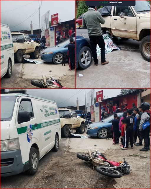 Incidente vial entre una camioneta y una motocicleta moviliza a equipos de emergencia en San Marcos